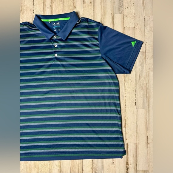 Adidas Climalite Golf Performance Polo Shirt Mens 2XL Blue Short Sleeve - Picture 2 of 9